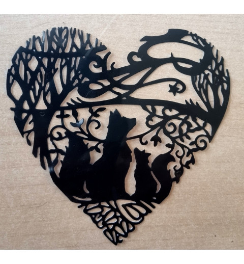 Vinylmotiv Herz/Fuchs schwarz
