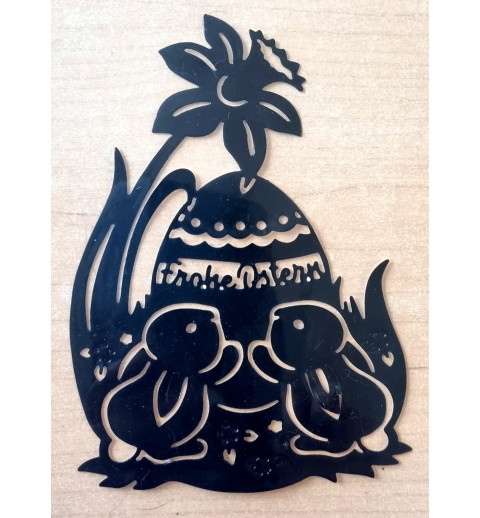 Vinylmotiv zwei Kaninchen/Ei schwarz