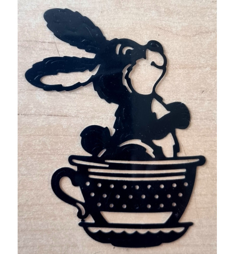 Vinylmotiv Kaninchen in Tasse schwarz