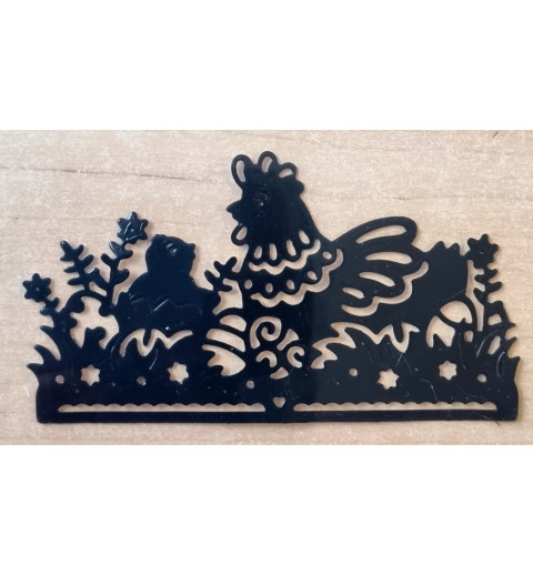 Vinylmotiv Henne/Bordüre schwarz