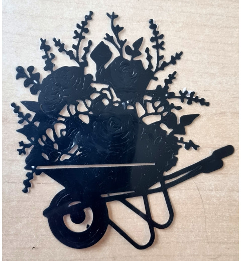 Vinylmotiv Schubkarre/Blumen schwarz