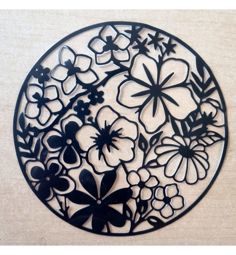 Vinylmotiv Blumen/Kreis schwarz