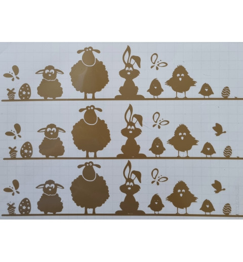 Vinylmotiv Schaf/Hase/Ostern goldfarbig