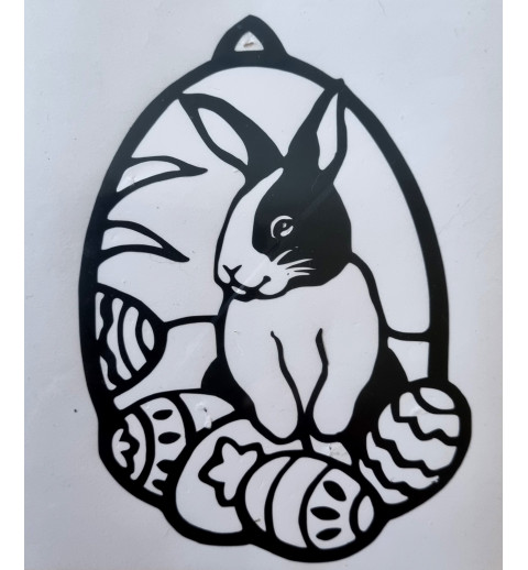 Vinylmotiv Kaninchen/Eier schwarz