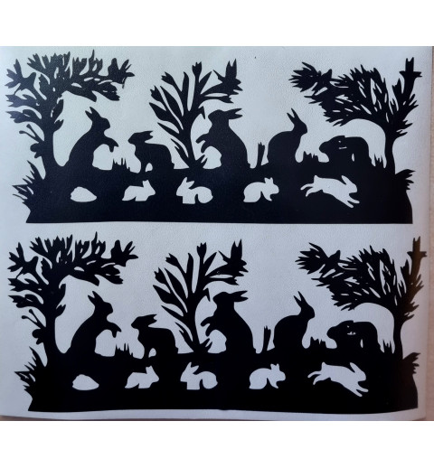 Vinylmotiv Kaninchen/Bäume schwarz