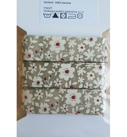 Dekoband Blumen grau