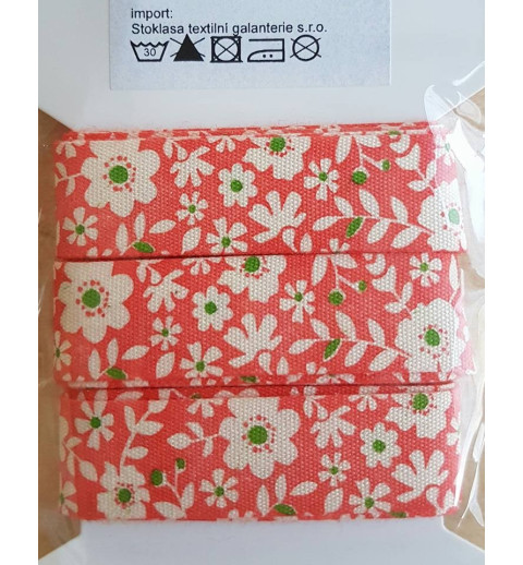 Dekoband Blumen coralle