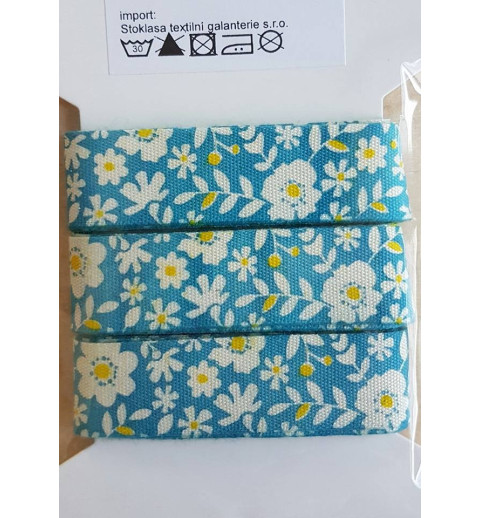 Dekoband Blumen blau