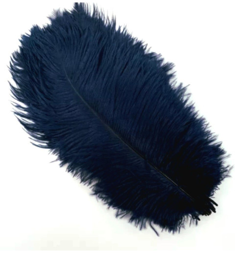 Straussenfeder dunkelblau 18 cm