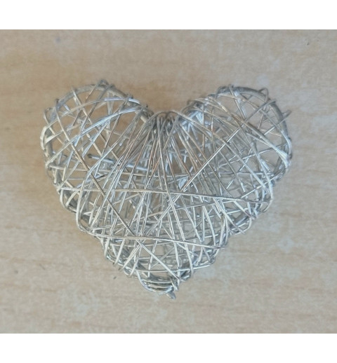 3D Draht Herz silberfarbig