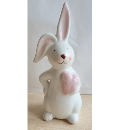 Hase Keramik weiss/rosa