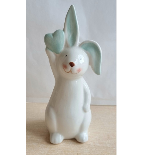 Hase Keramik weiss/mint