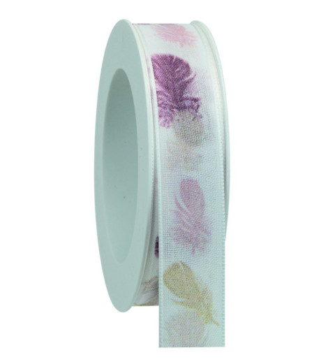 Dekoband Federn weiss/mauve