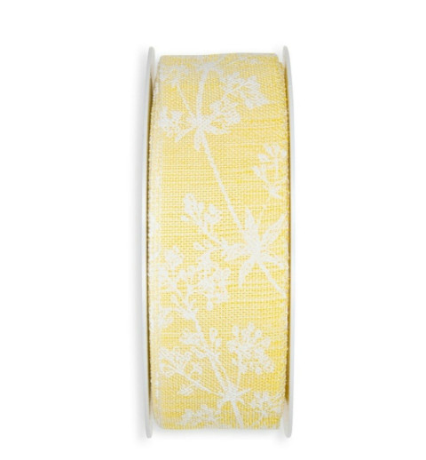 Dekoband Blumenranken gelb/weiss