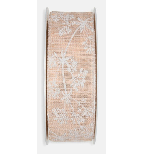 Dekoband Blumenranken lachs/weiss