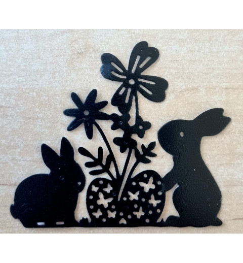 Vinylmotiv Kaninchen/Blumen schwarz