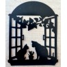 Vinylmotiv Katzen/Fenster schwarz