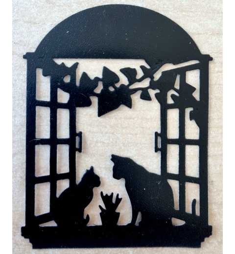 Vinylmotiv Katzen/Fenster schwarz