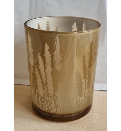 Teelicht Glas Schilf goldig