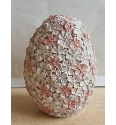 Ei mit Blumen rosa Polyresin
