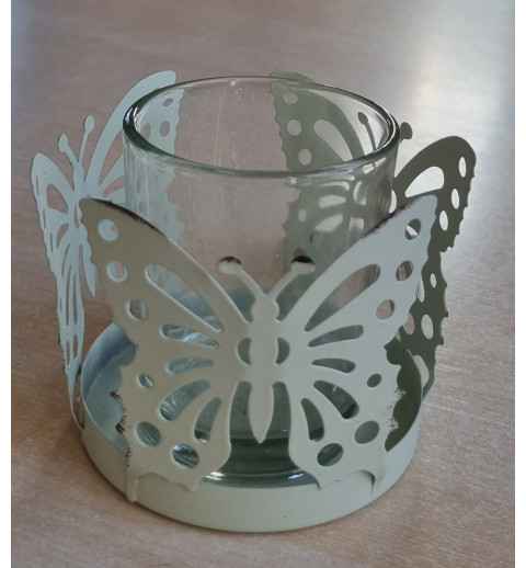 Windlicht Schmetterling creme