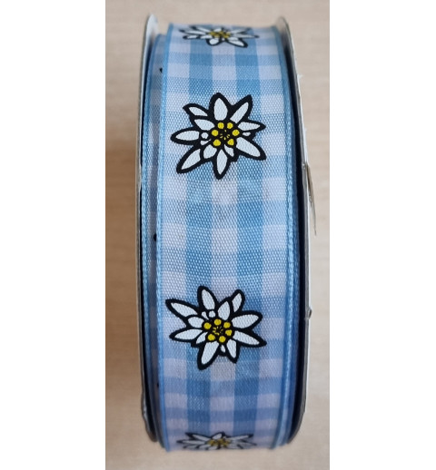 Dekoband Edelweiss hellblau kariert