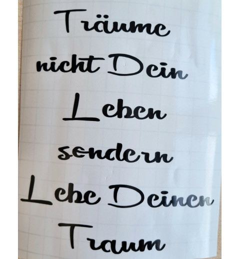 Vinyl Schrift Träume nicht....   schwarz