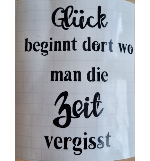 Vinyl Schrift Glück beginnt dort....   schwarz