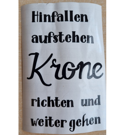 Vinyl Schrift Krone richten....   schwarz