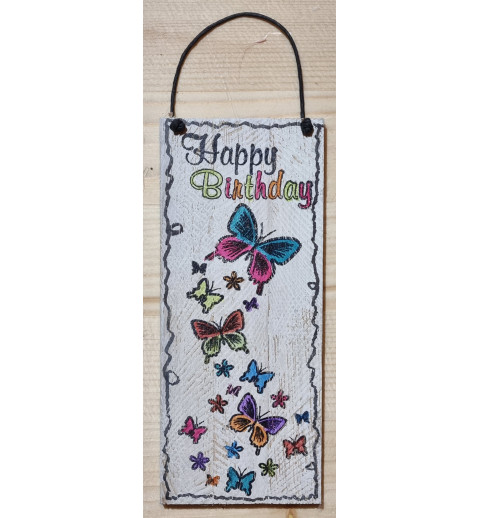 Mini Schild Happy Birthday/Schmetterlinge