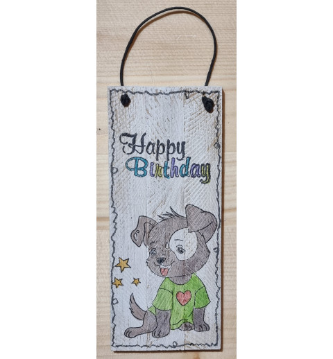 Mini Schild Happy Birthday/Hund
