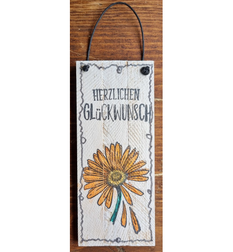Mini Schild Herzlichen Glückwunsch/Blume
