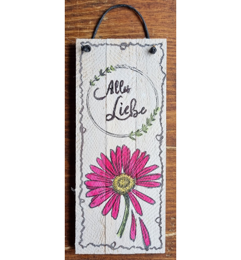 Mini Schild Alles Liebe/Blume