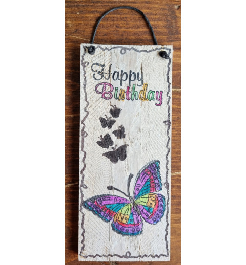 Mini Schild Happy Birthday/Schmetterling