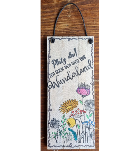 Mini Schild Wunderland/Blumen