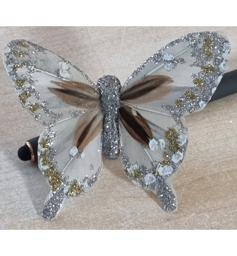 Schmetterling mit Clip silber/gold
