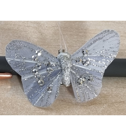 Schmetterling mit Clip silber
