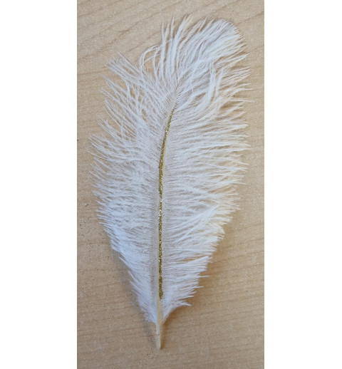 Glitter Feder weiss/gold