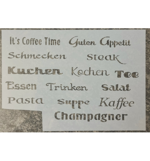 Schablone diverse Wörter Essen/Trinken