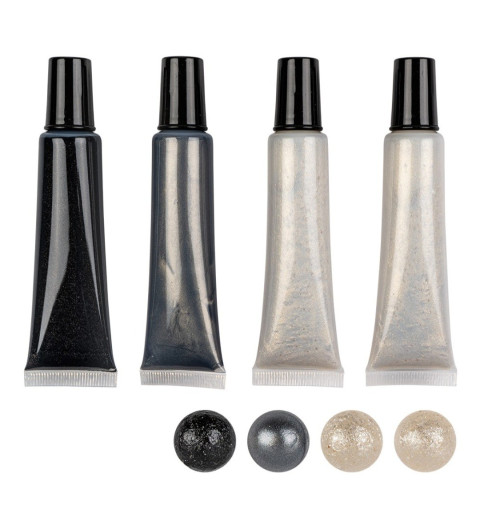 Perlen Pens schwarz/antik-silber/2× weiss