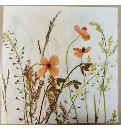 Serviette Blumenwiese orange