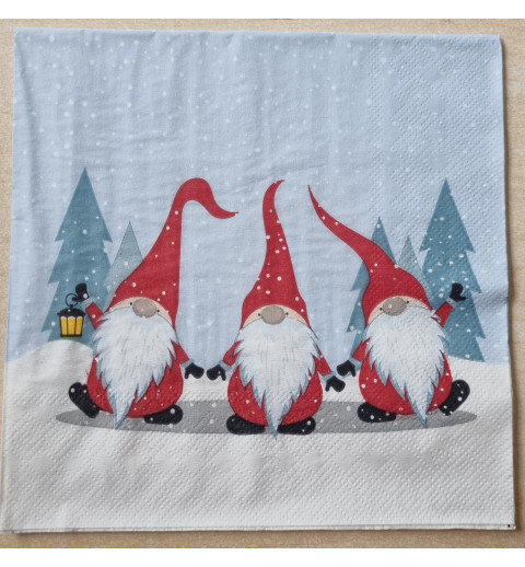 Serviette Drei Wichtel
