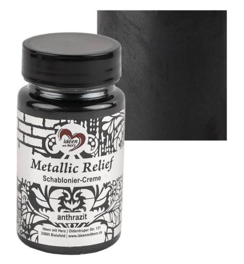 Schablonier Creme Metallic Relief anthrazit