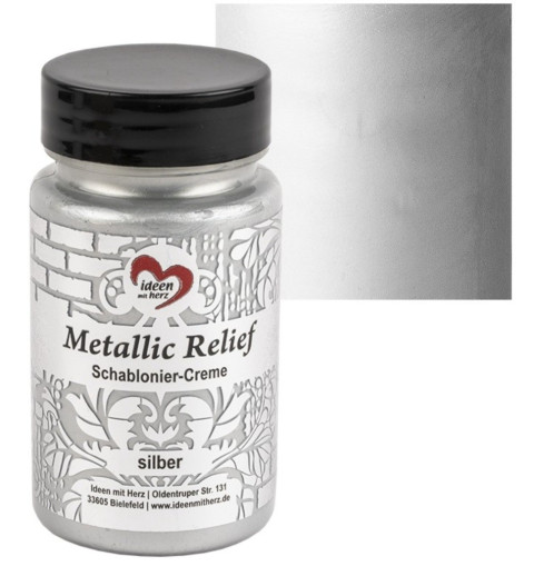 Schablonier Creme Metallic Relief silber