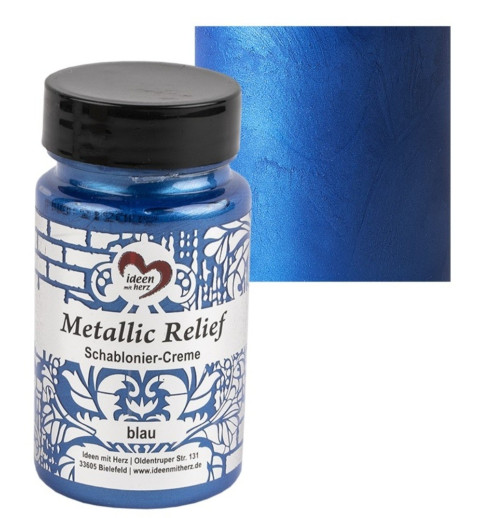 Schablonier Creme Metallic Relief blau