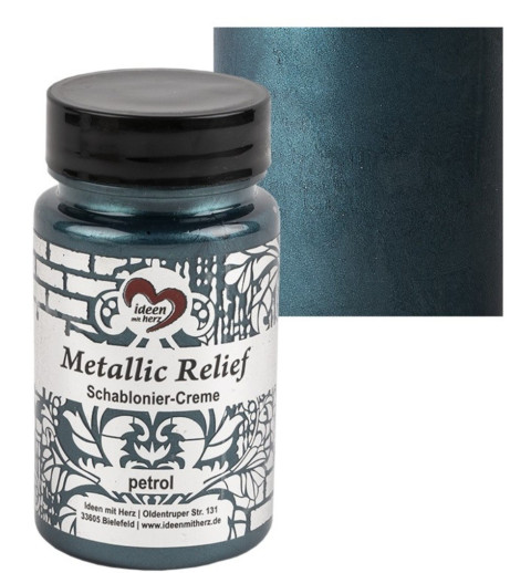 Schablonier Creme Metallic Relief petrol