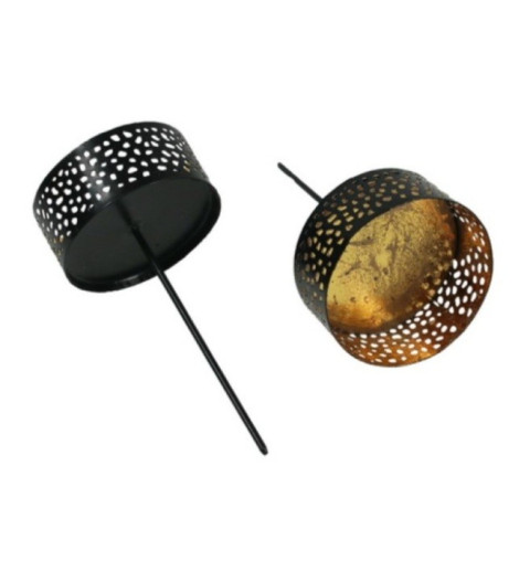 Teelicht Stecker schwarz/gold