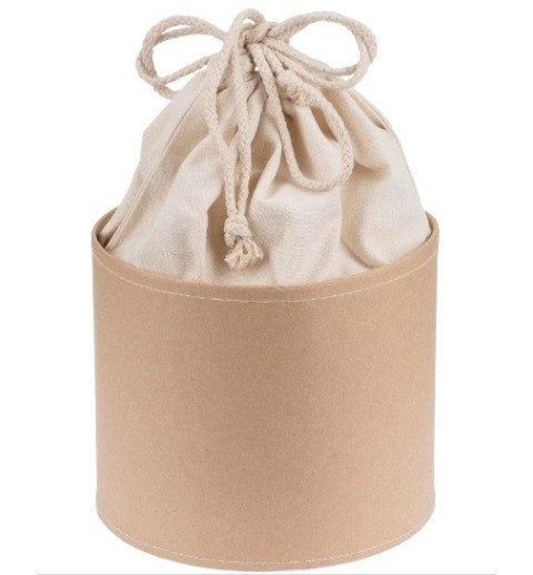 Pappmaché Rundbox mit Baumwollsack