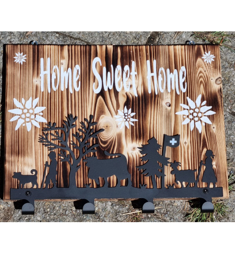 Garderobe Alpaufzug natur Home sweet Home