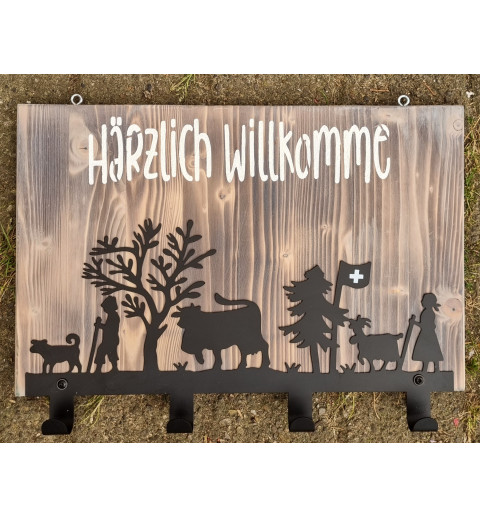Garderobe Alpaufzug creme Härzlich Willkomme